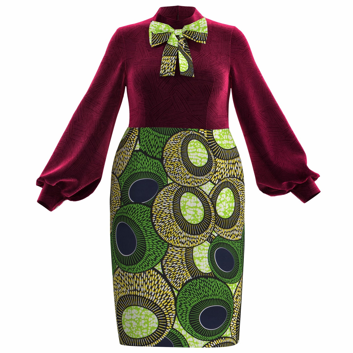 African Dresses for Women African Wax Print Dresses Dashiki Women Full Sleeve Office Pencil Dress wy10316
