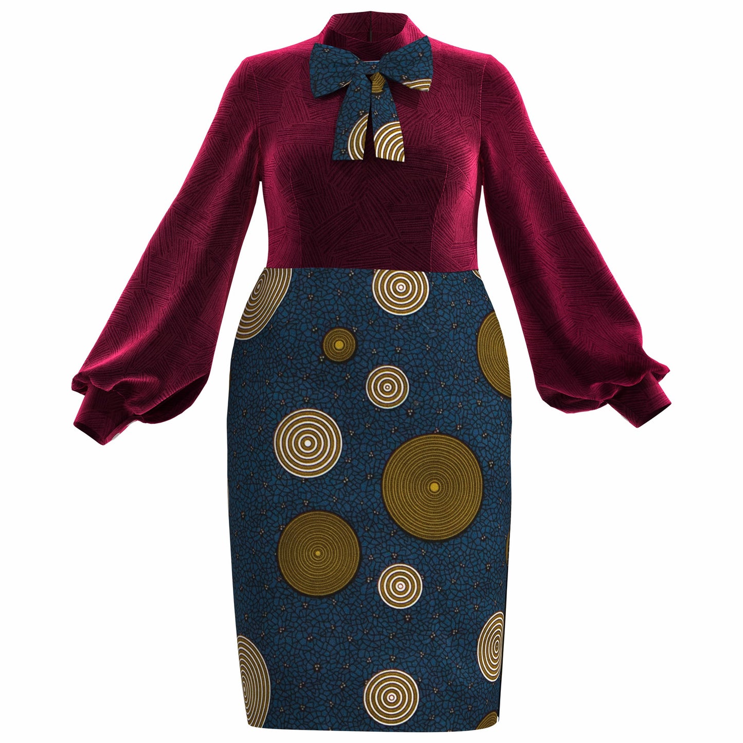 African Dresses for Women African Wax Print Dresses Dashiki Women Full Sleeve Office Pencil Dress wy10316