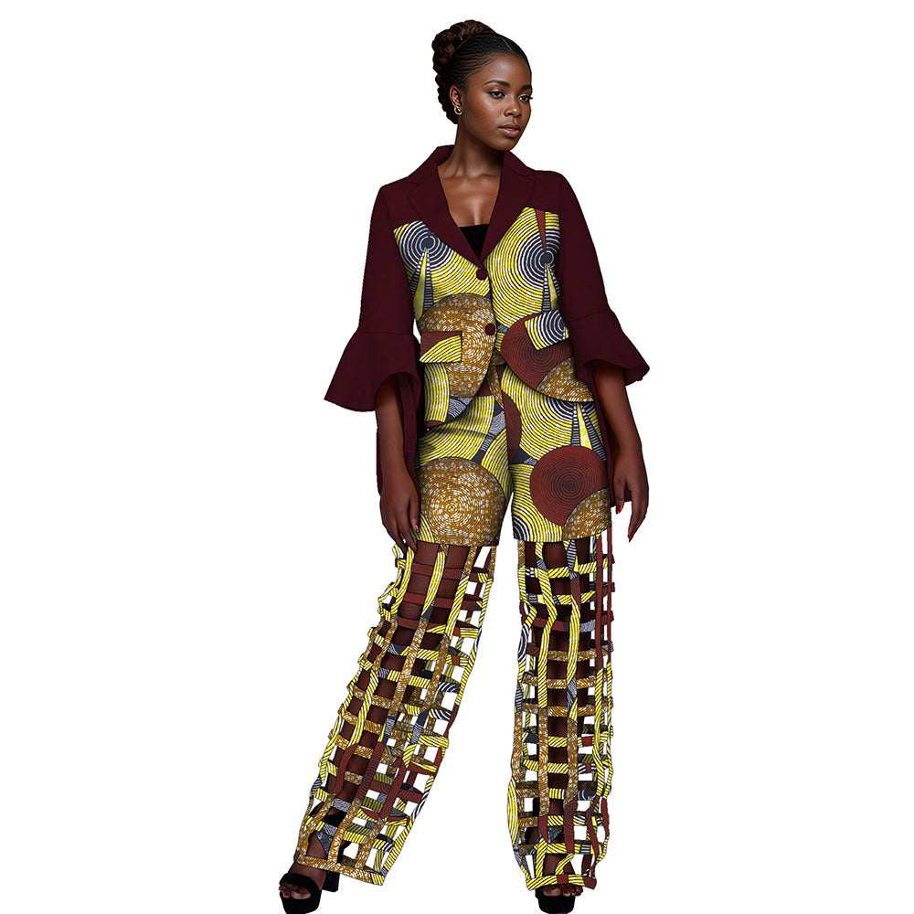 African Women Suits    Print Blazer and Pants Sets   African Traditional Dashiki   2 Pieces Pants Sets  WY9869