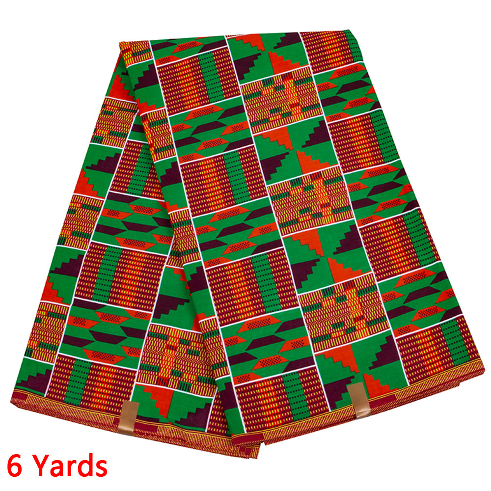 African Wax Fabrics 6 Yard 100% Cotton Ankara Kente Print Fabric for Party Dress