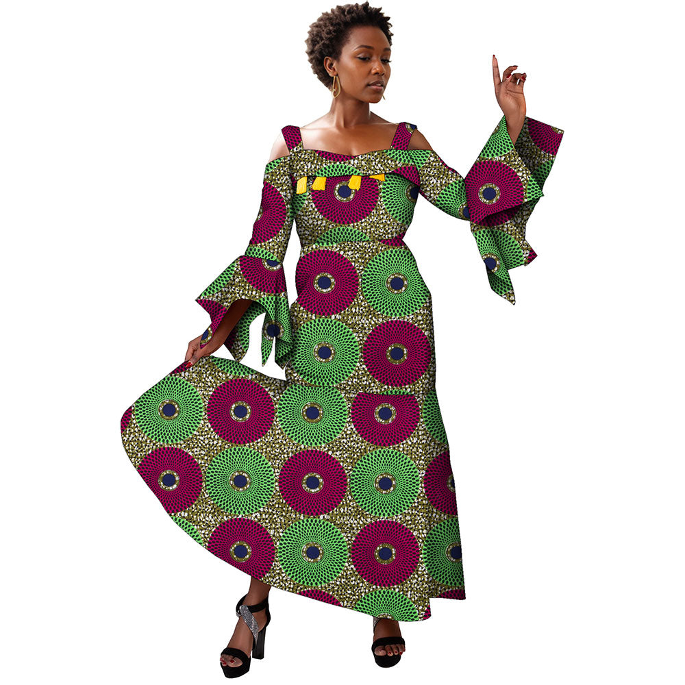 African women fishtail dress off shoulder dress WY6843