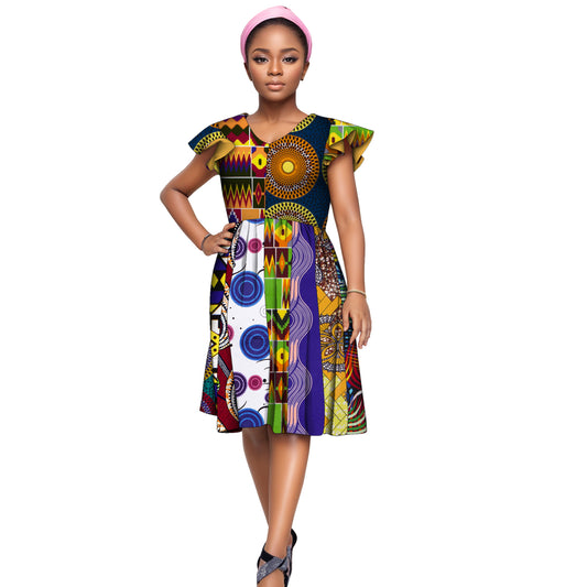 WholeSale Africa Dress for Women African Wax Print Dresses Dashiki Plus Size Africa Style Clothing for Women Office Dress wy228