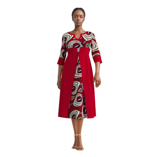 European, American and African women's clothing half sleeves, mid size slim fit dress, elegant style women's dress wy11037