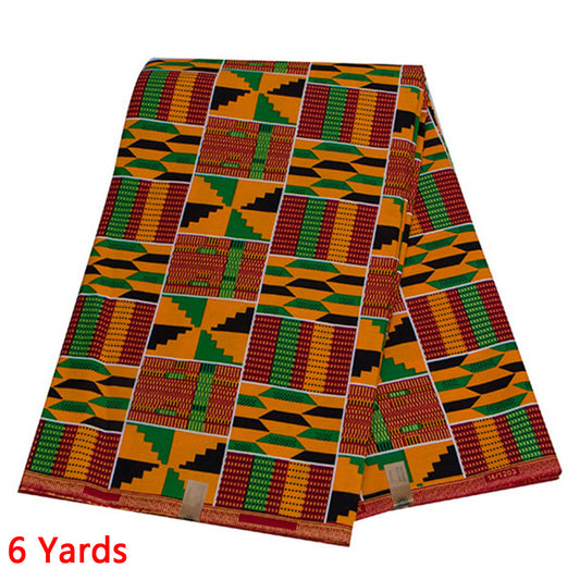 African Wax Fabrics 6 Yard 100% Cotton Ankara Kente Print Fabric for Party Dress