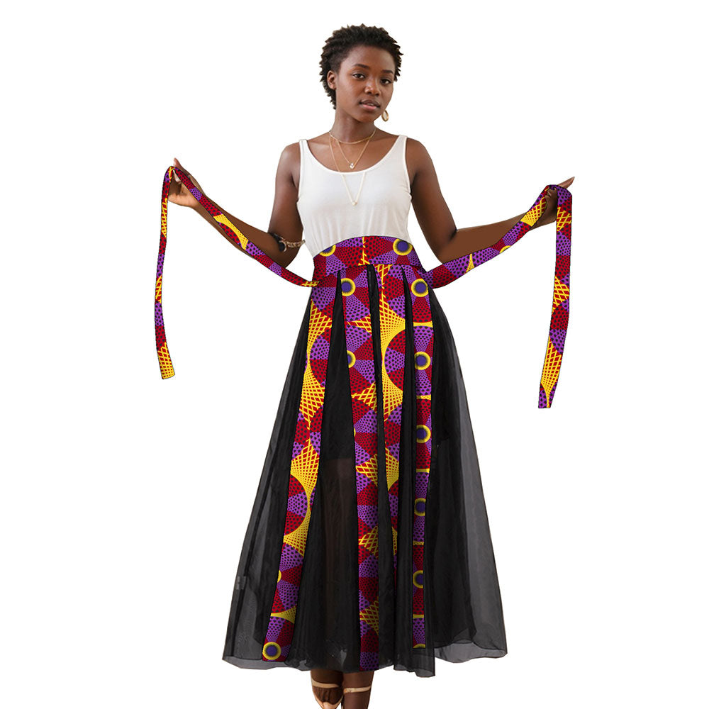 African women's tulle skirt fringe print WY10092