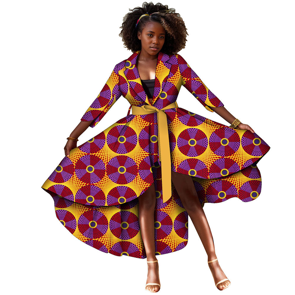 African women's dress traditional printed evening dress large V-neck WY1266