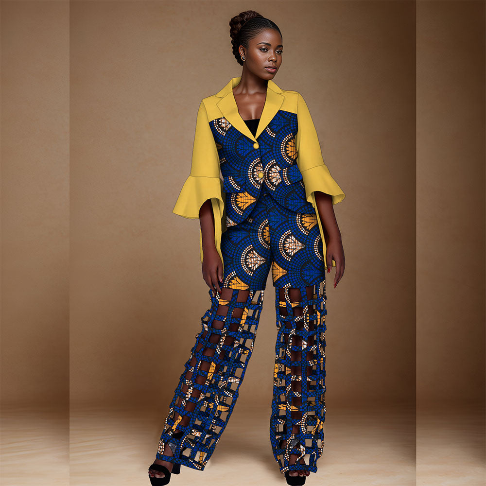 African Women Suits    Print Blazer and Pants Sets   African Traditional Dashiki   2 Pieces Pants Sets  WY9869