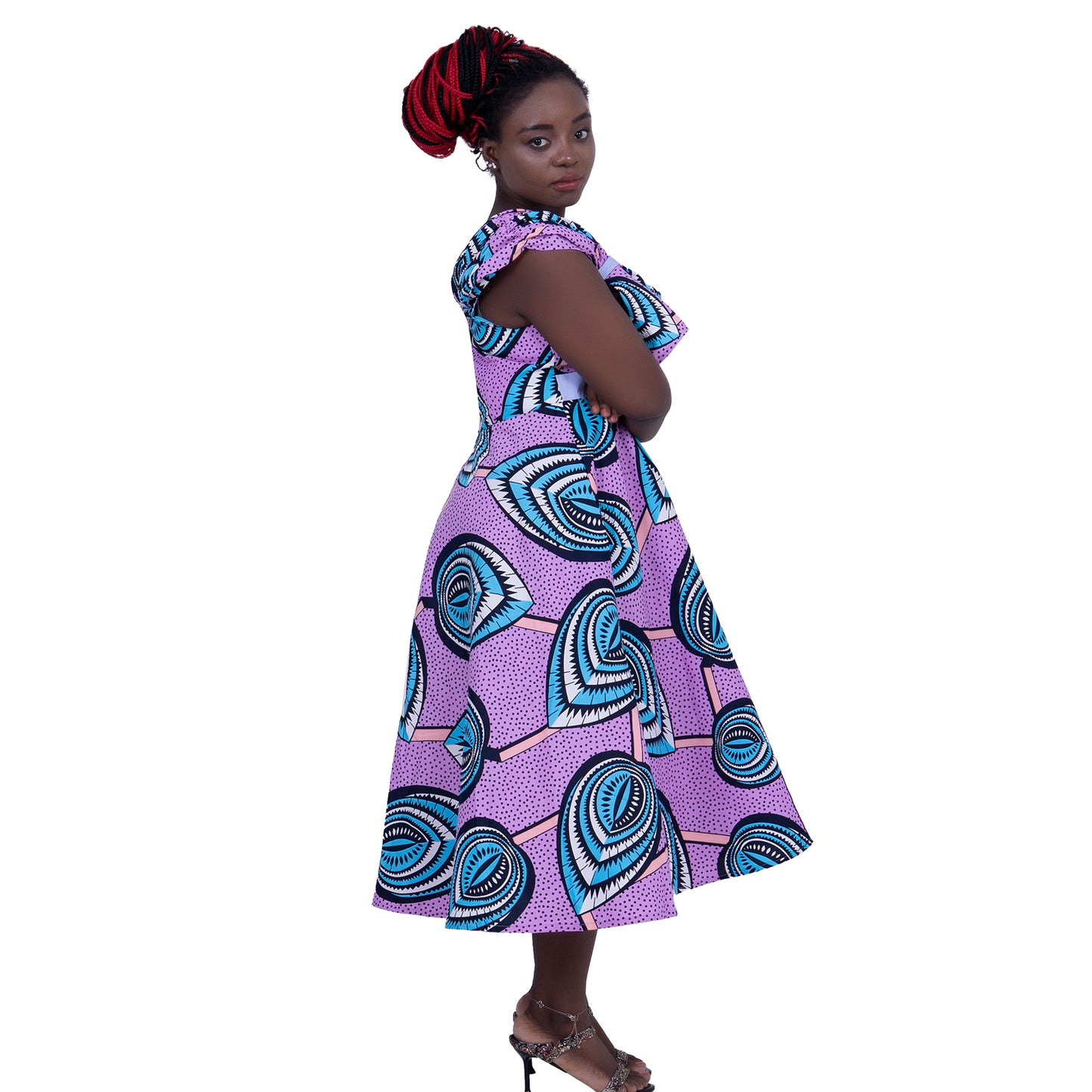 Ankara Dresses Pink Leaves Pattern Women Dress WY5656