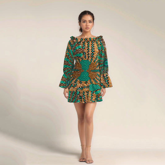 European, American and African women's clothing quality dress full sleeve short dress, elegant style,round neck women's dress WY10863