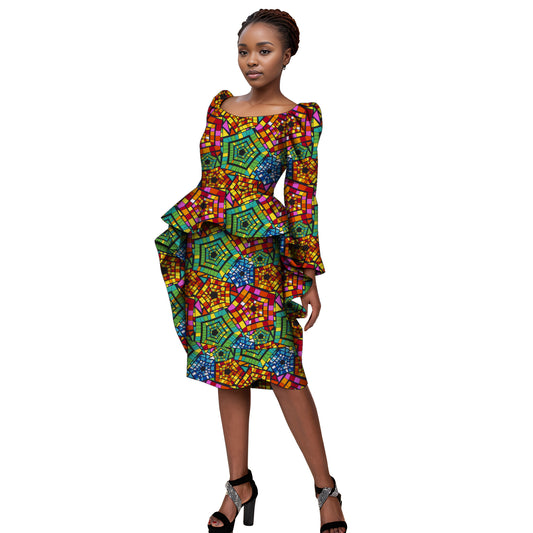 WholeSale Africa suit for Women African Wax Print skirt suit Dashiki Plus Size Africa Style Clothing for Women Office suit wy10013