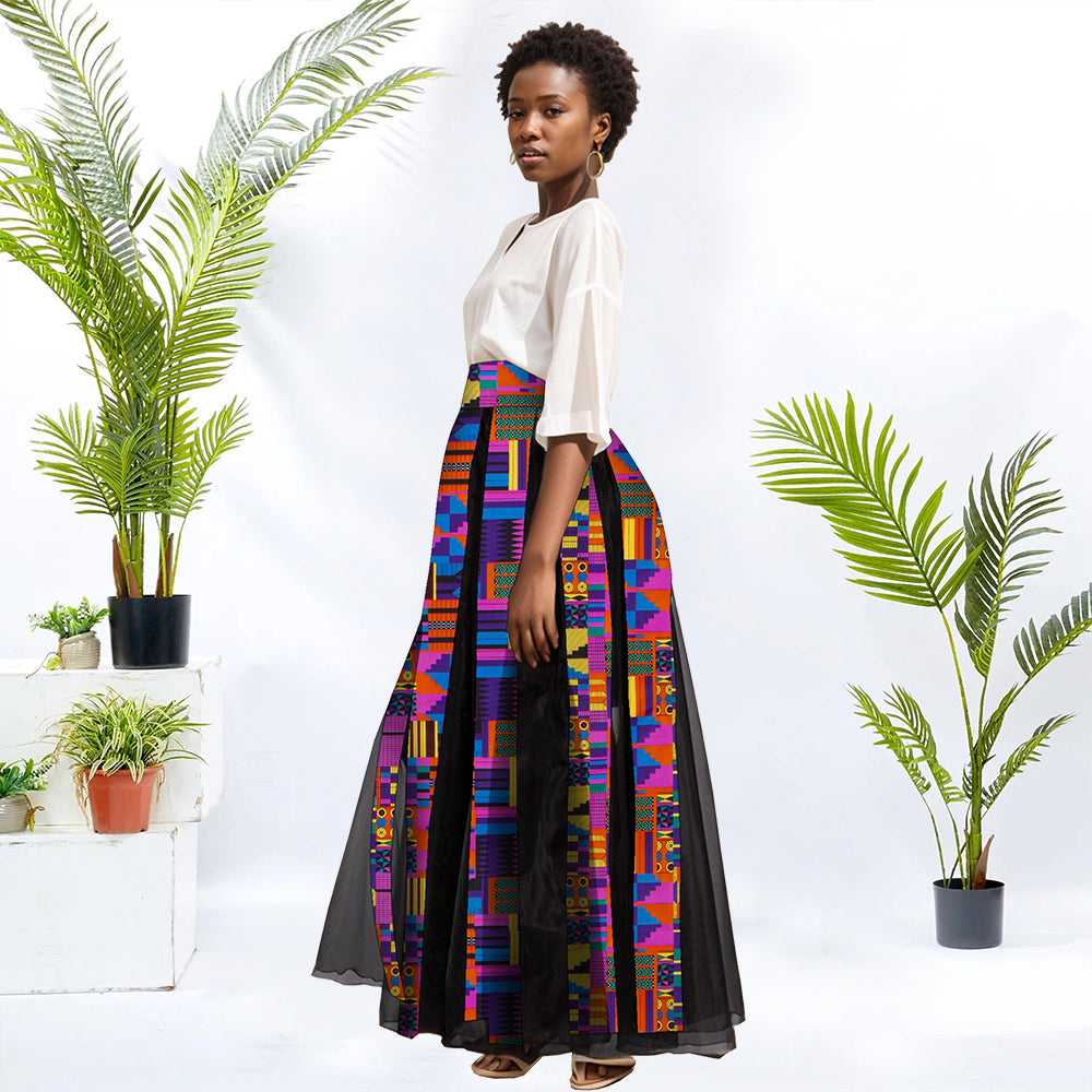 African women's tulle skirt fringe print WY10092