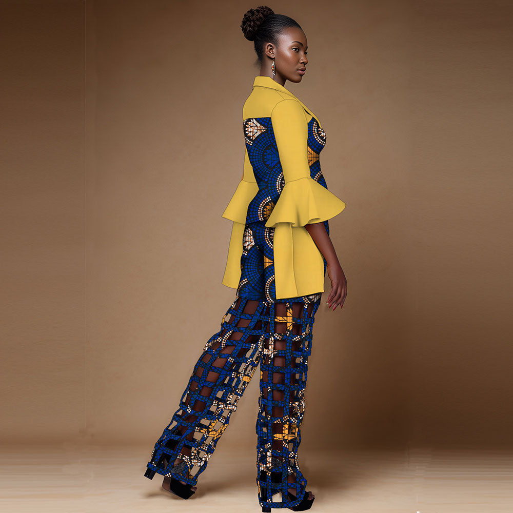 African Women Suits    Print Blazer and Pants Sets   African Traditional Dashiki   2 Pieces Pants Sets  WY9869