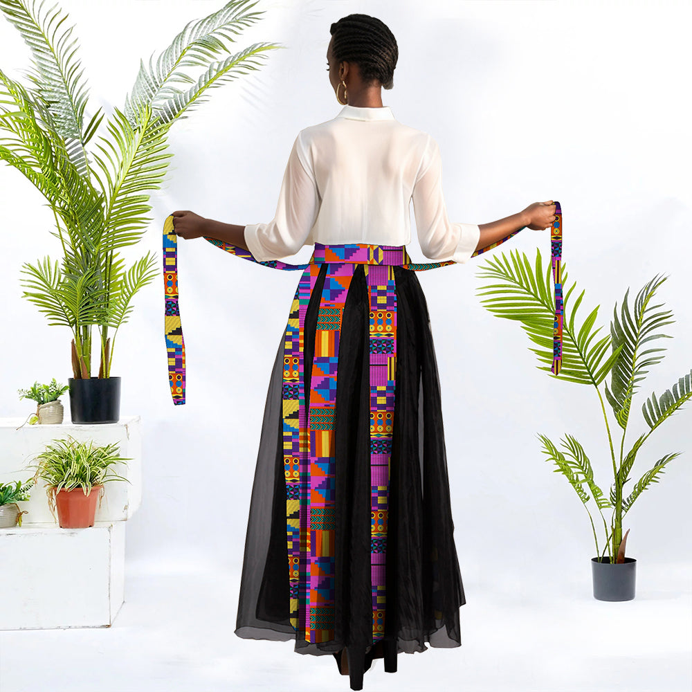 African women's tulle skirt fringe print WY10092