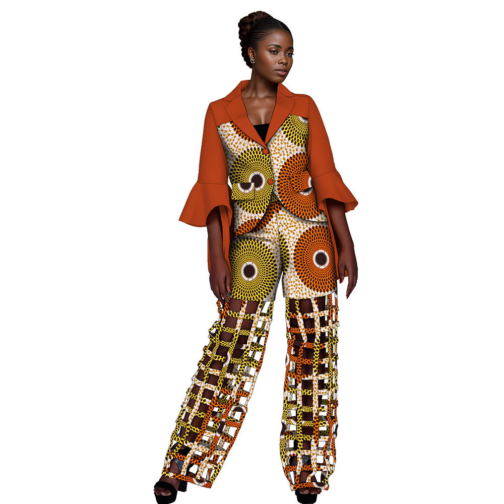 African Women Suits    Print Blazer and Pants Sets   African Traditional Dashiki   2 Pieces Pants Sets  WY9869