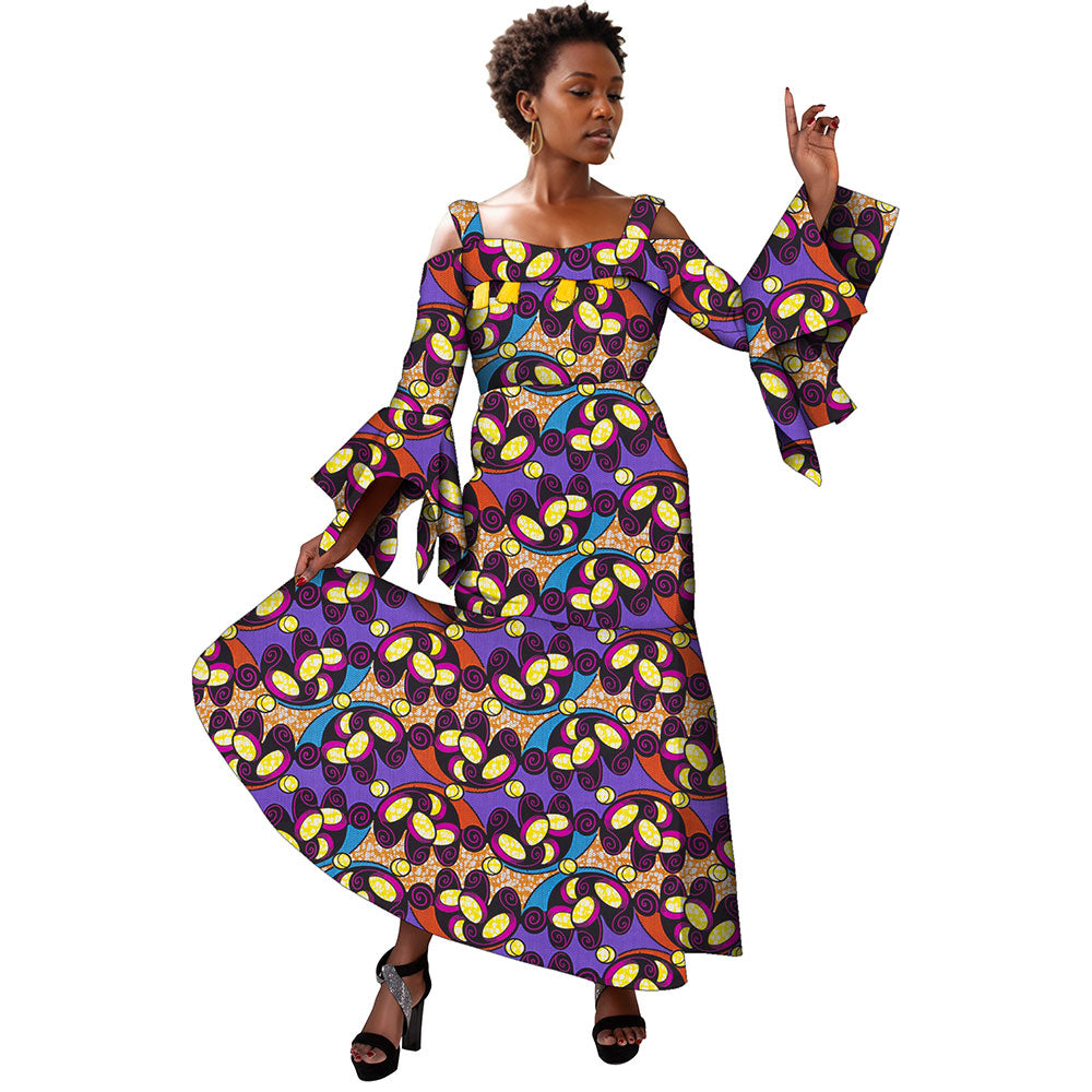 African women fishtail dress off shoulder dress WY6843