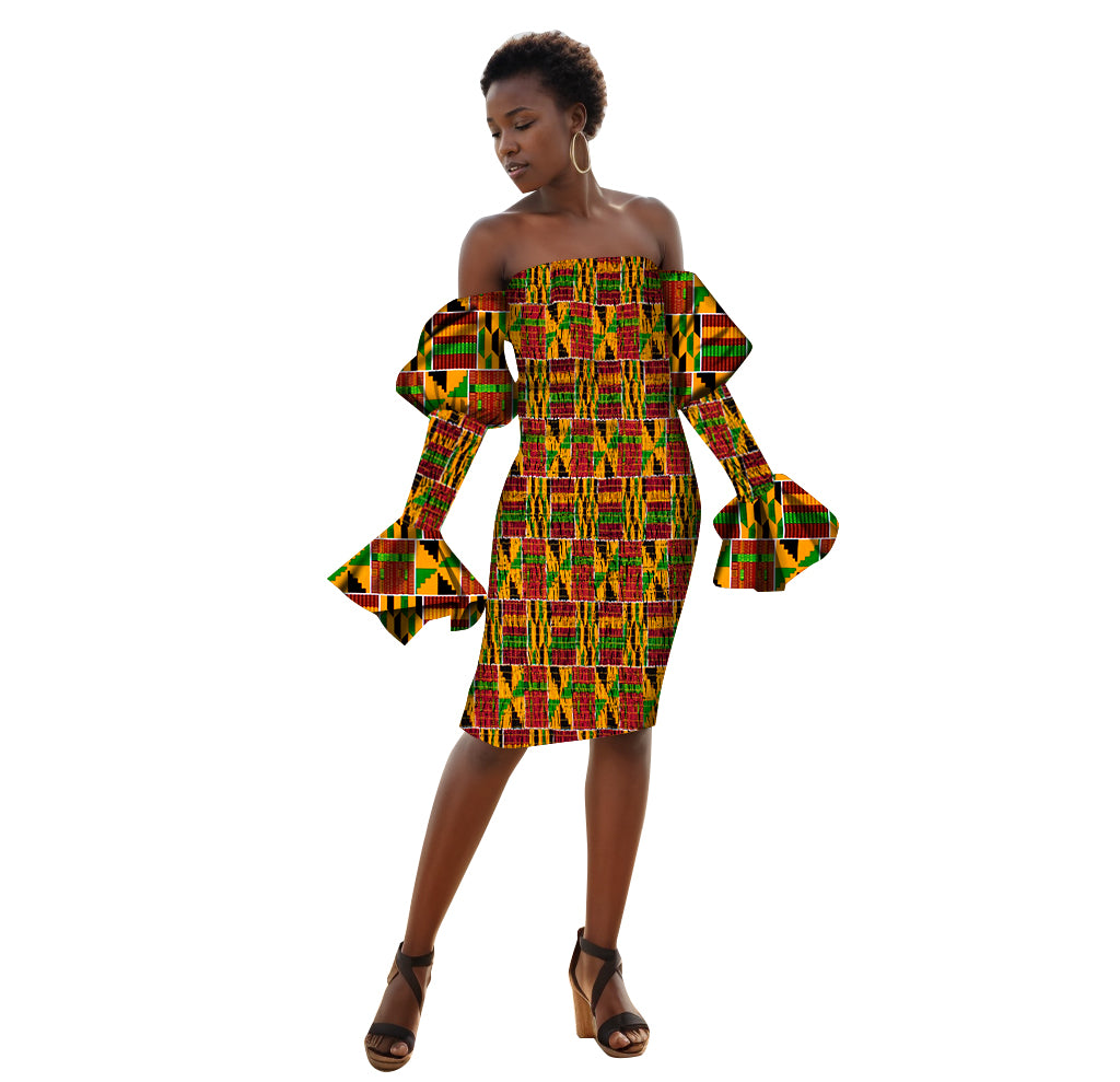 Africa Women Dresses   African Traditional Dashiki Dress  Off The Shoulder WY2156