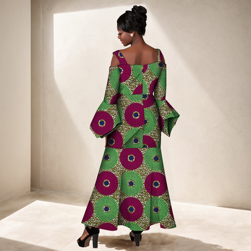 African women fishtail dress off shoulder dress WY6843