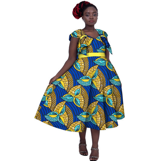 WholeSale Africa Dress for Women African Wax Print Dresses Dashiki Plus Size Africa Style Clothing for Women Office Dress wy5656