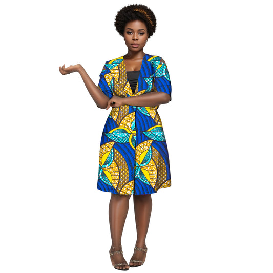 WholeSale Africa Dress for Women African Wax Print Dresses Dashiki Plus Size Africa Style Clothing for Women Office Dress wy10358