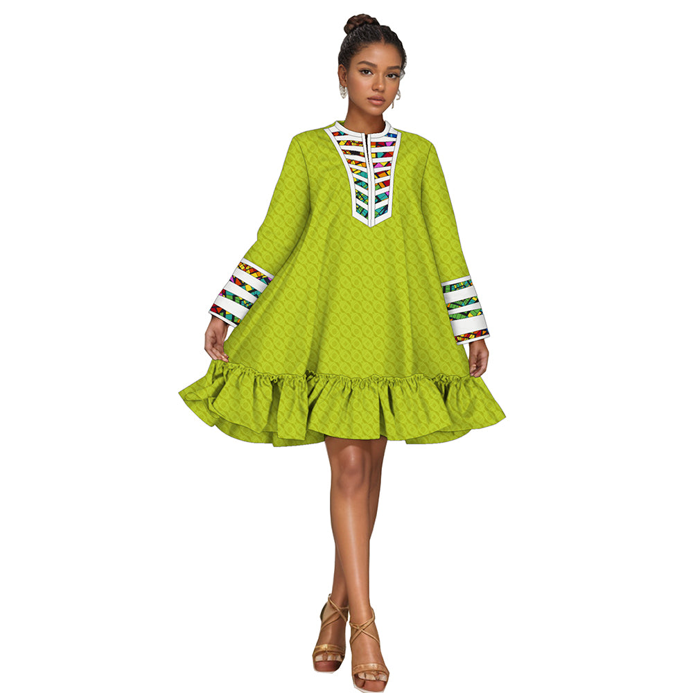 African Dresses for Women Summer Dashiki Mini Fragrant Jacquard Traditional Dress WY2153