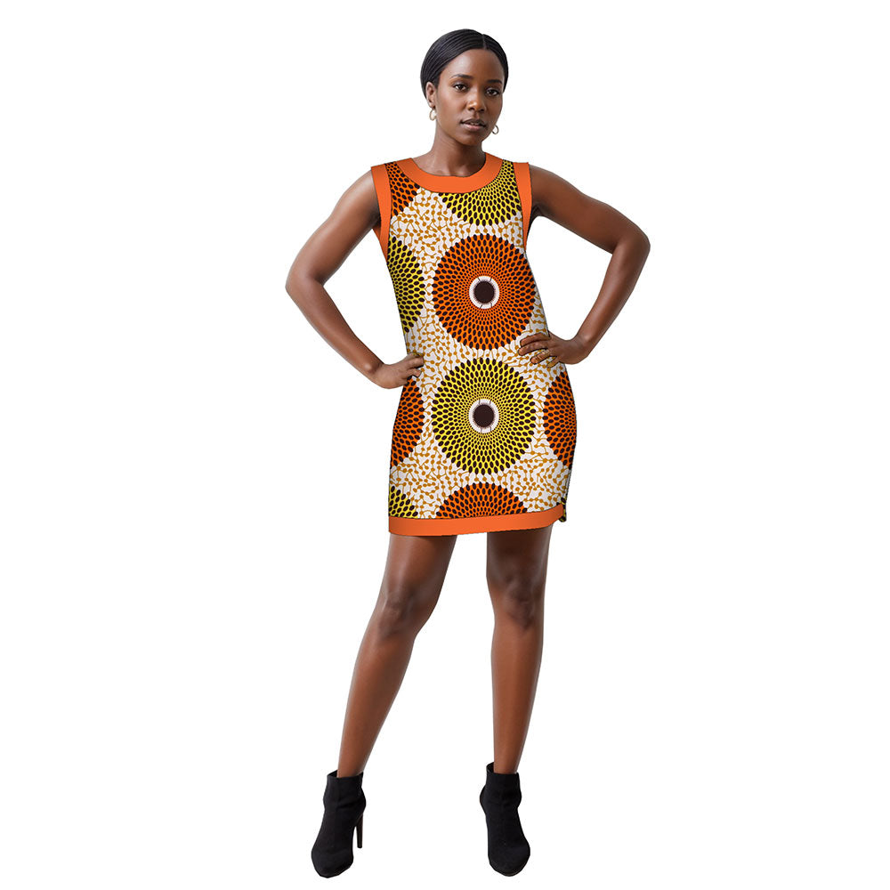 African women Ankara dress   sleeveless short party dress WY452