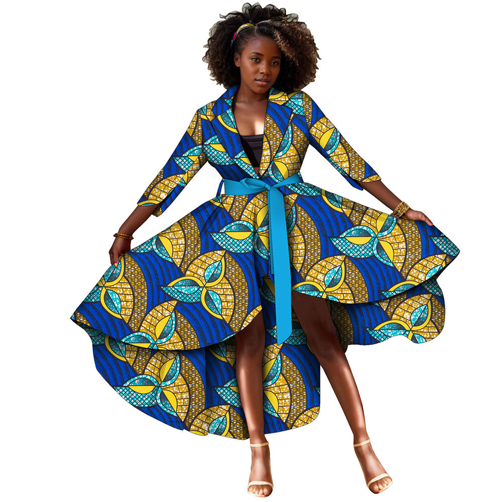 African women's dress traditional printed evening dress large V-neck WY1266