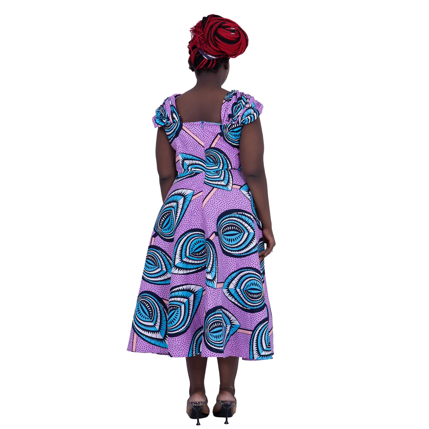 Ankara Dresses Pink Leaves Pattern Women Dress WY5656