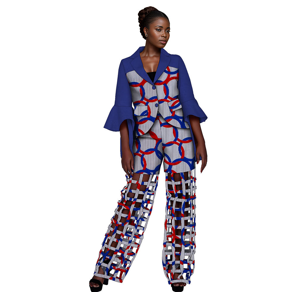 African Women Suits    Print Blazer and Pants Sets   African Traditional Dashiki   2 Pieces Pants Sets  WY9869