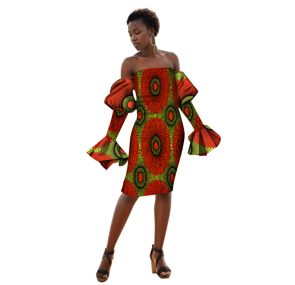 Africa Women Dresses   African Traditional Dashiki Dress  Off The Shoulder WY2156