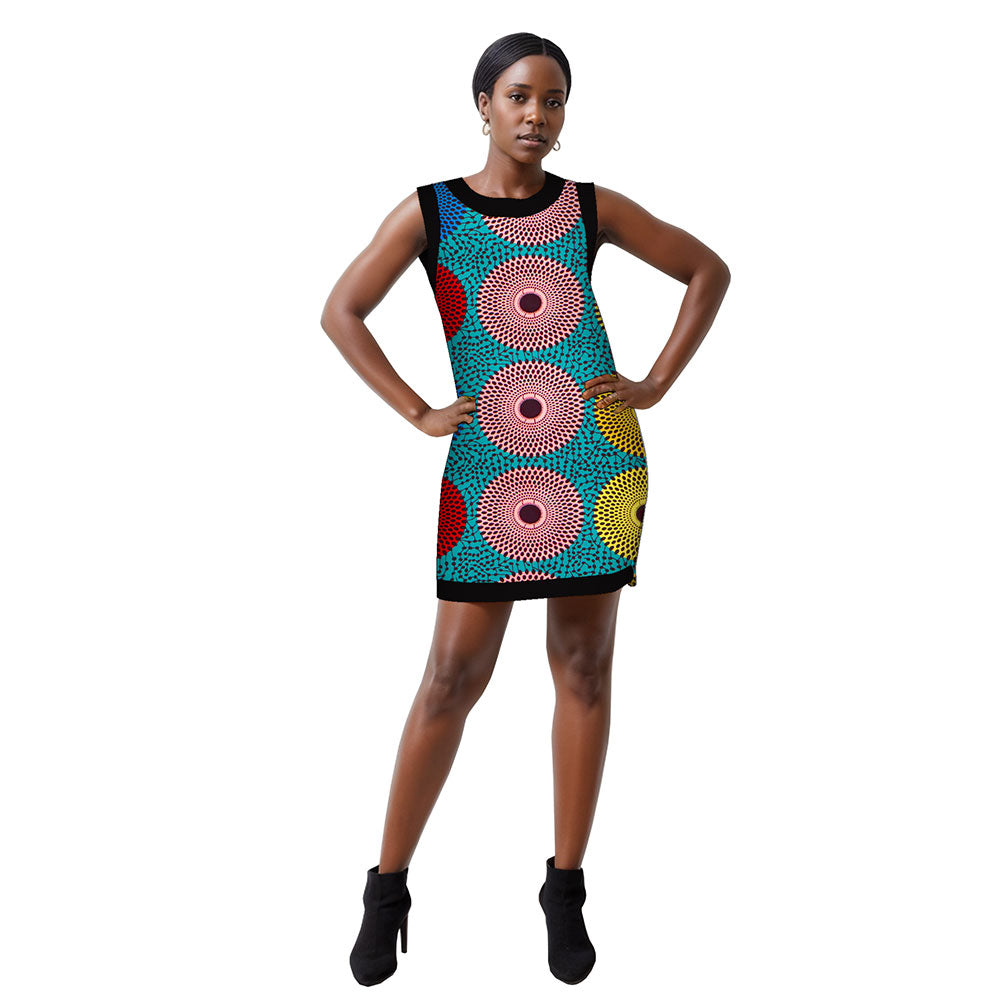 African women Ankara dress   sleeveless short party dress WY452