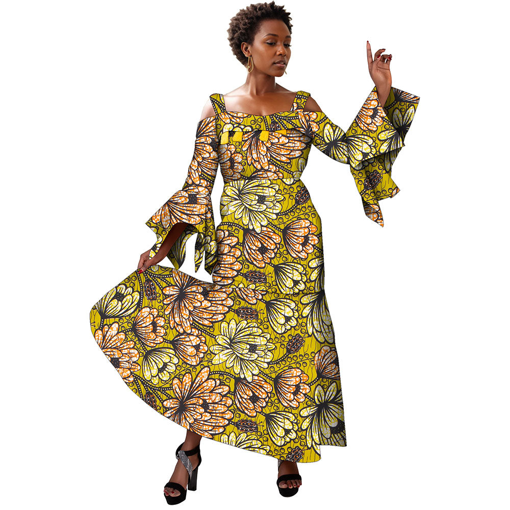 African women fishtail dress off shoulder dress WY6843