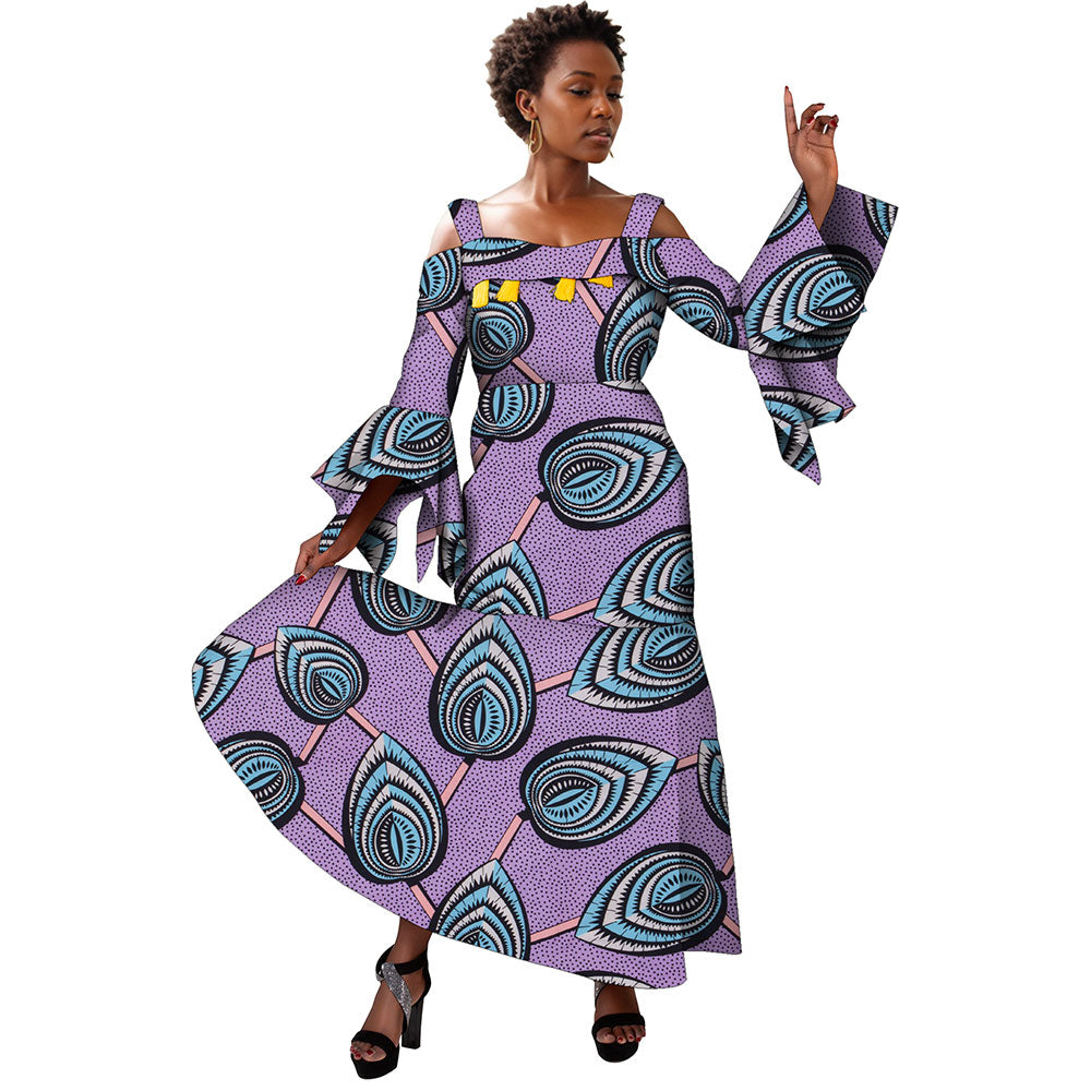 African women fishtail dress off shoulder dress WY6843