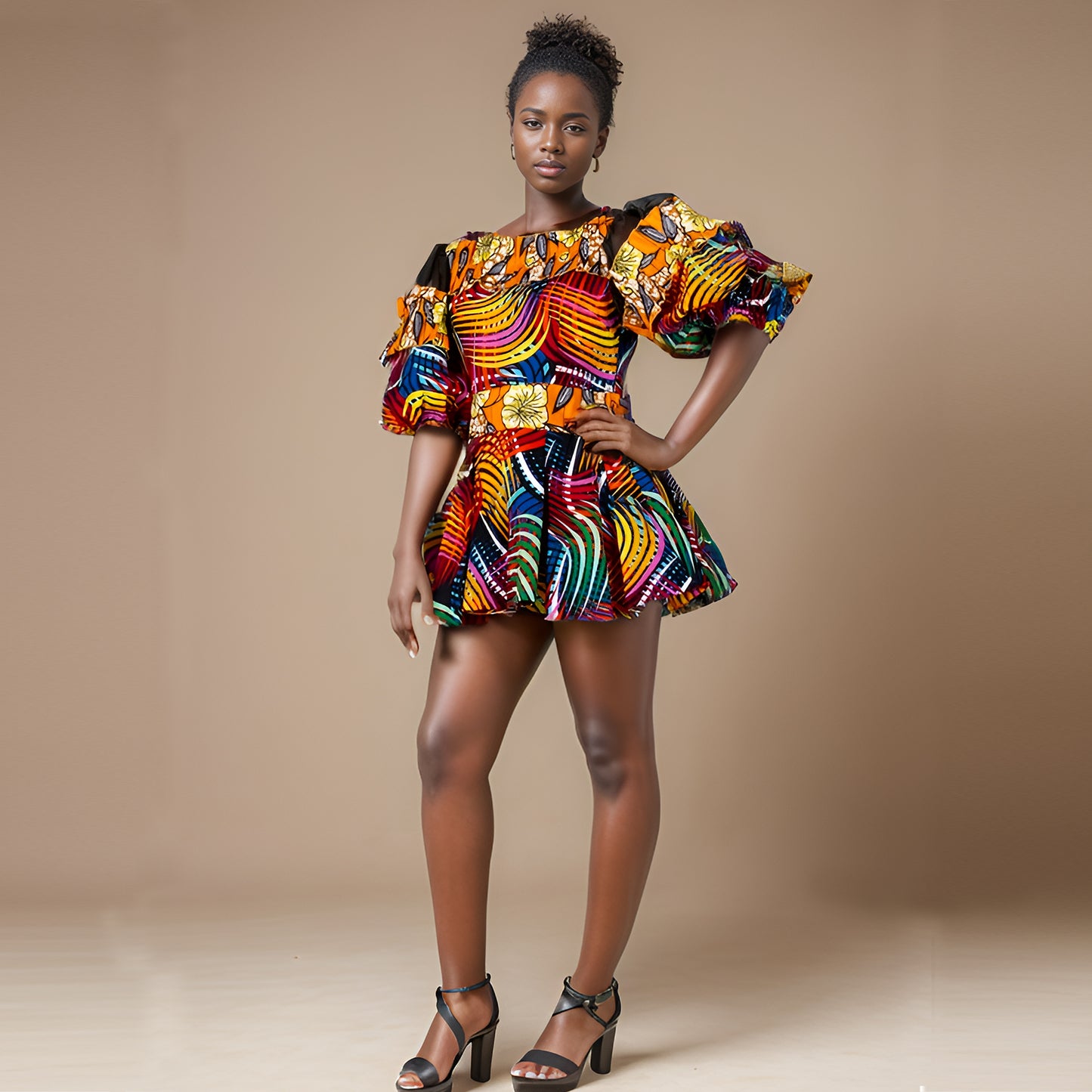 African patchwork print dress WY1205