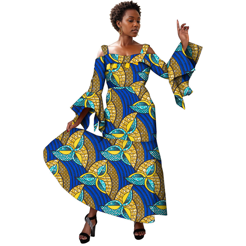 African women fishtail dress off shoulder dress WY6843