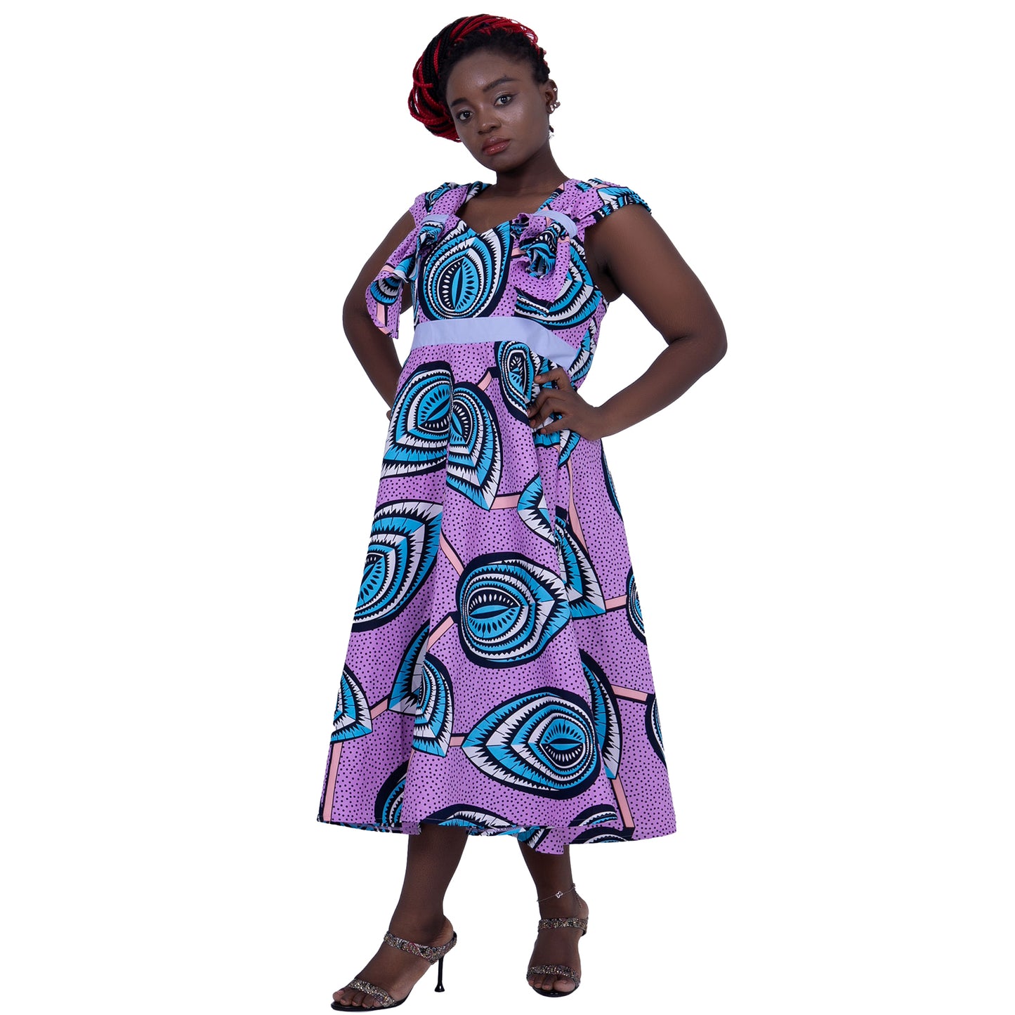 Ankara Dresses Pink Leaves Pattern Women Dress WY5656