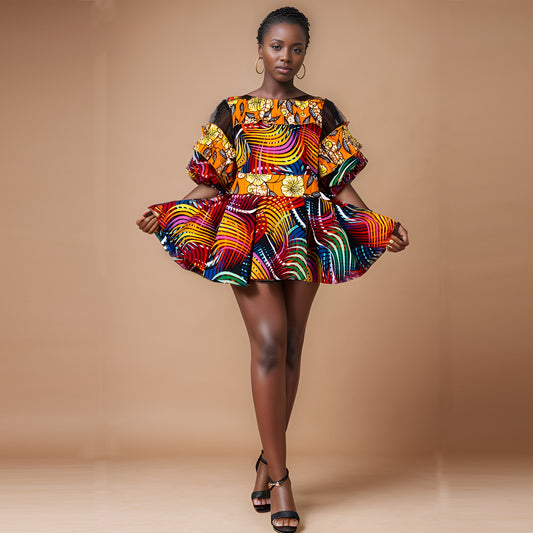 African patchwork print dress WY1205