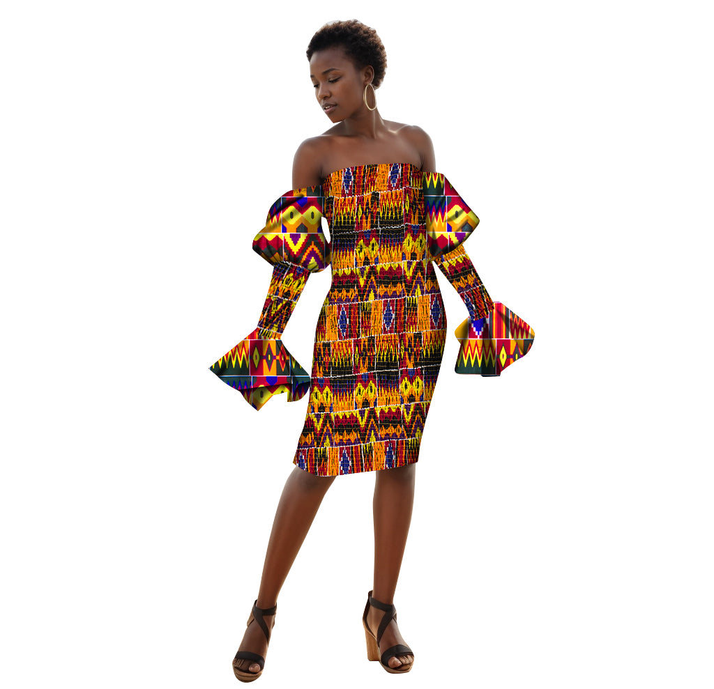 Africa Women Dresses   African Traditional Dashiki Dress  Off The Shoulder WY2156