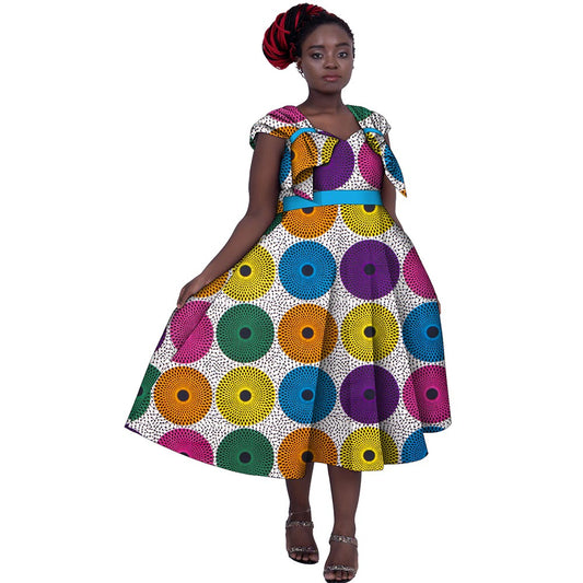 WholeSale Africa Dress for Women African Wax Print Dresses Dashiki Plus Size Africa Style Clothing for Women Office Dress wy5656