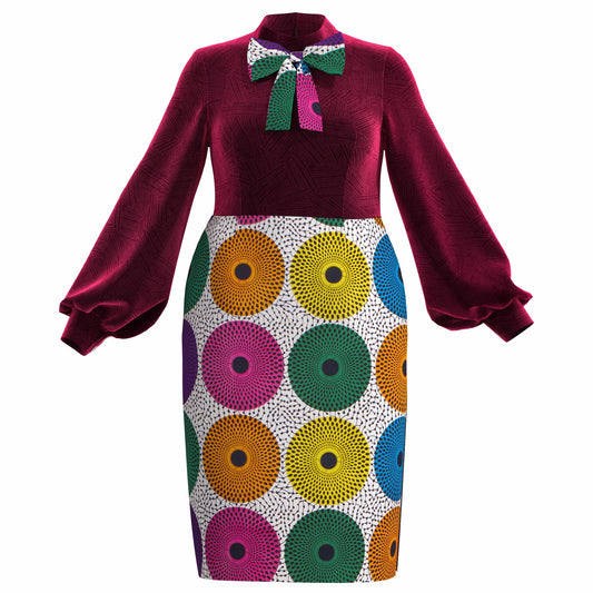 African Dresses for Women African Wax Print Dresses Dashiki Women Full Sleeve Office Pencil Dress wy10316